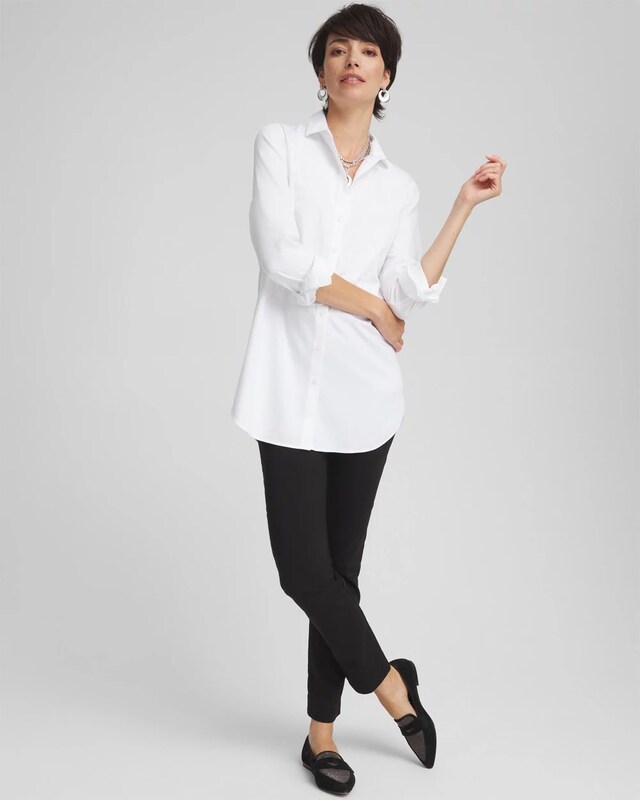 No Iron Embroidered Sateen Stretch Tunic - image 2